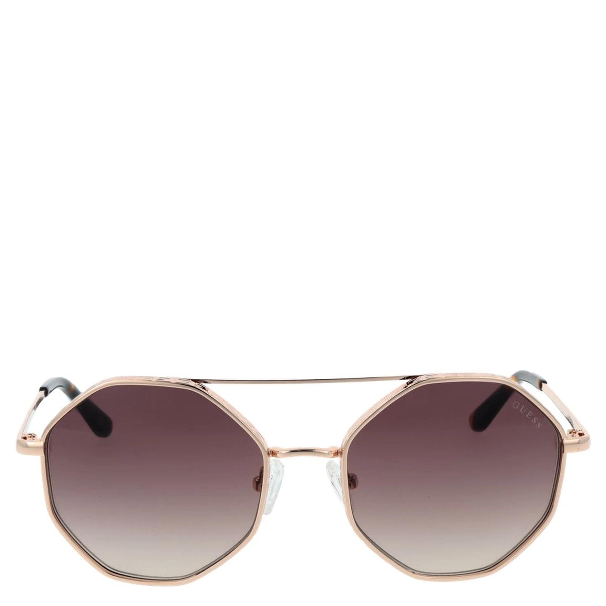 نظارات شمسية معدنية باللون الذهبي الوردي