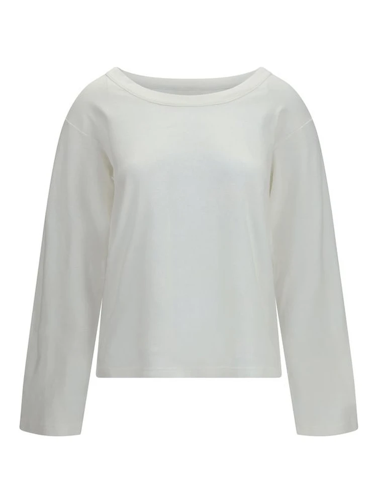 White Cotton Long Sleeve T-Shirt