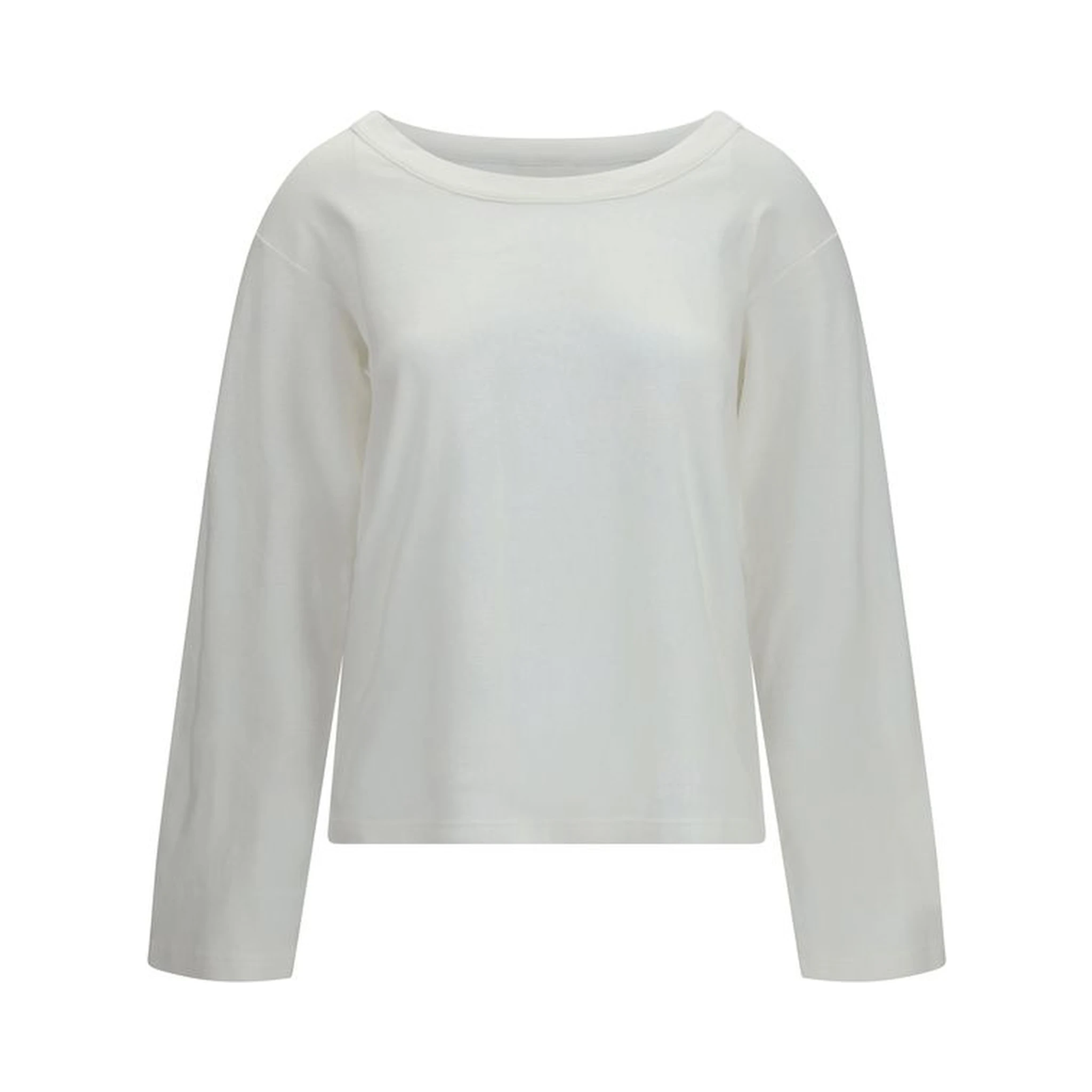 White Cotton Long Sleeve T-Shirt