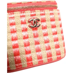 Raffia Jute Striped Mini Vanity Case