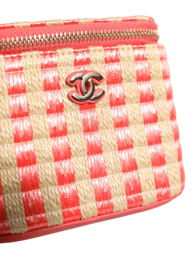 Raffia Jute Striped Mini Vanity Case