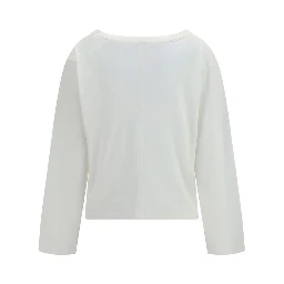 White Cotton Long Sleeve T-Shirt