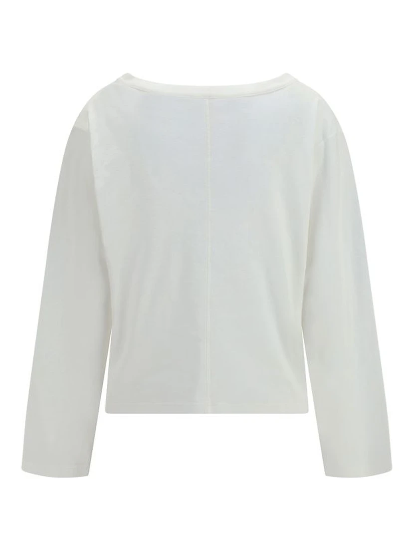 White Cotton Long Sleeve T-Shirt