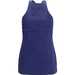 Blue Cotton Casual Dress