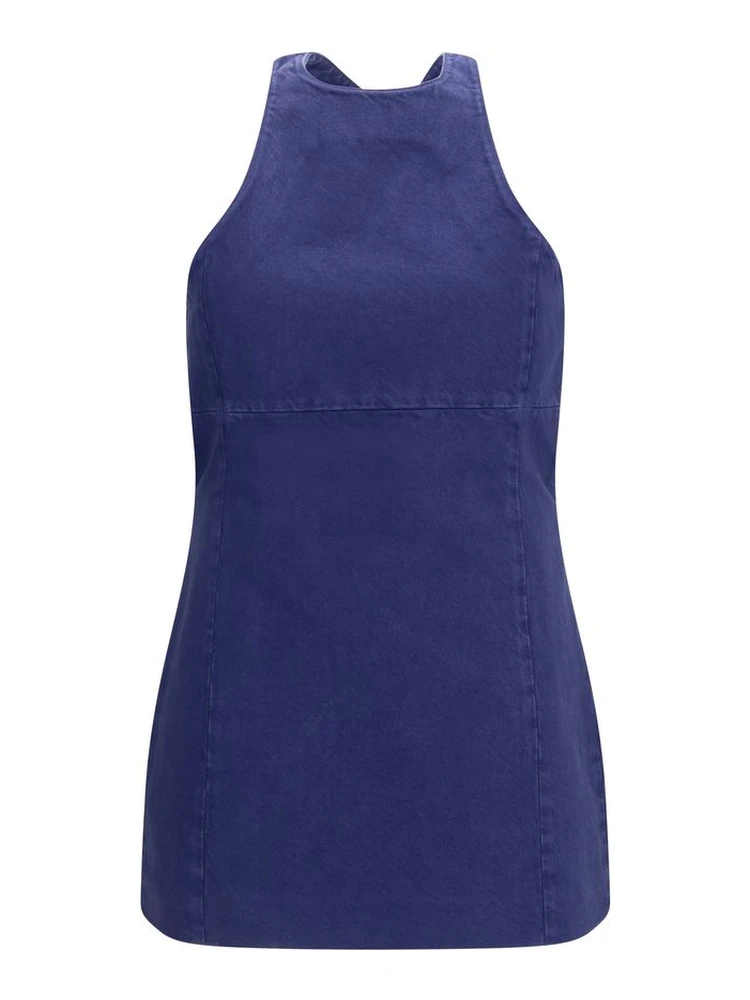 Blue Cotton Casual Dress