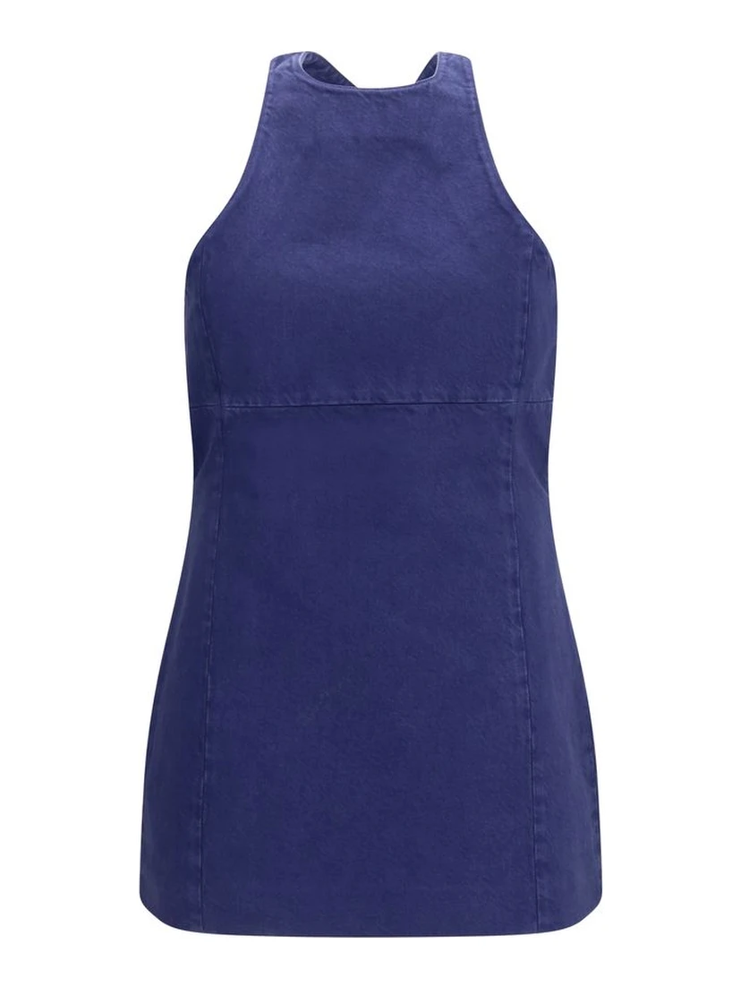 Blue Cotton Casual Dress