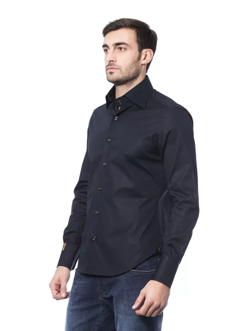 Blue Cotton Men Shirt