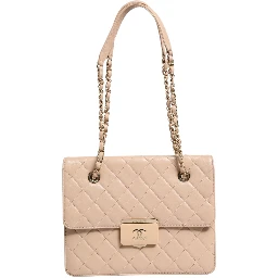 Quilted Leather Beauty Lock Flap Bag