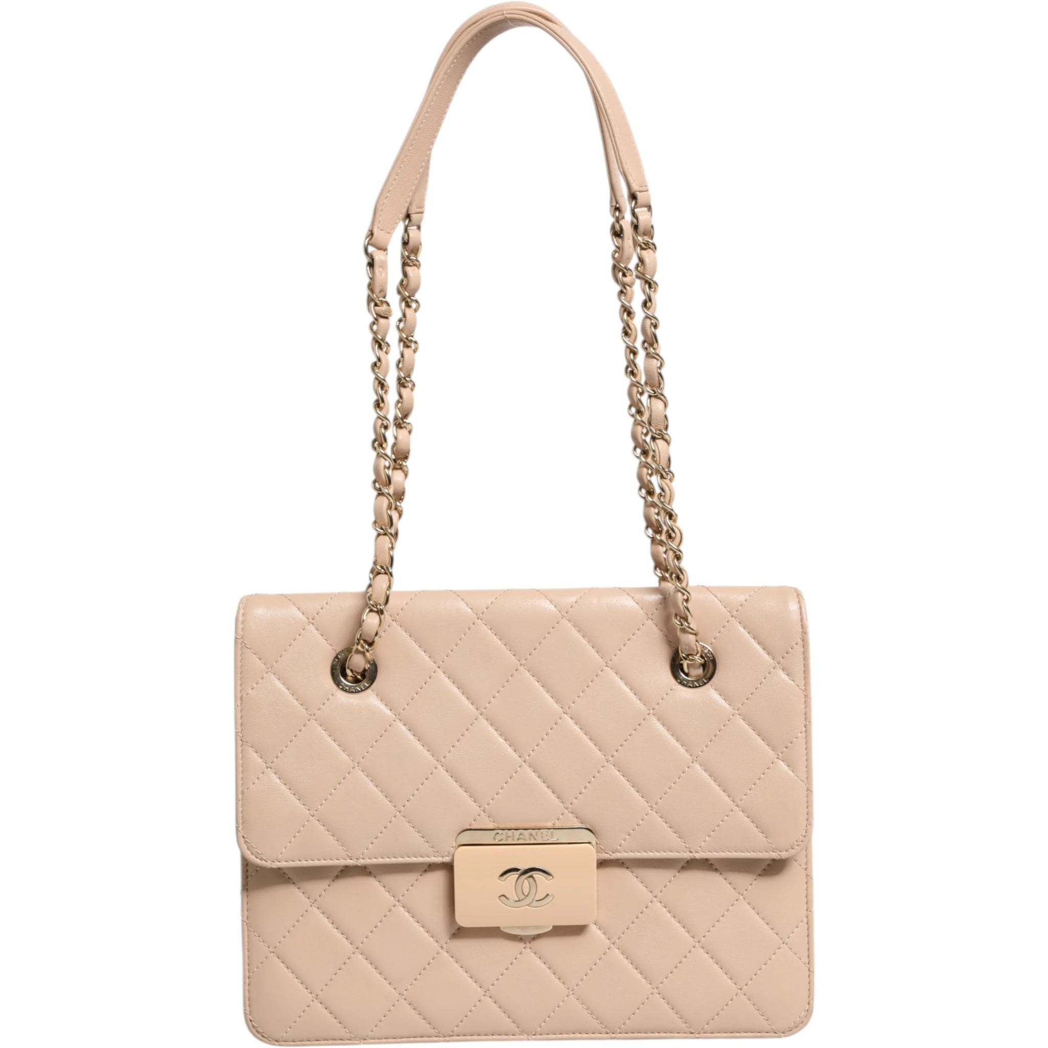 Quilted Leather Beauty Lock Flap Bag