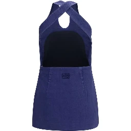 Blue Cotton Casual Dress