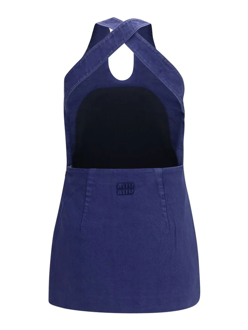 Blue Cotton Casual Dress