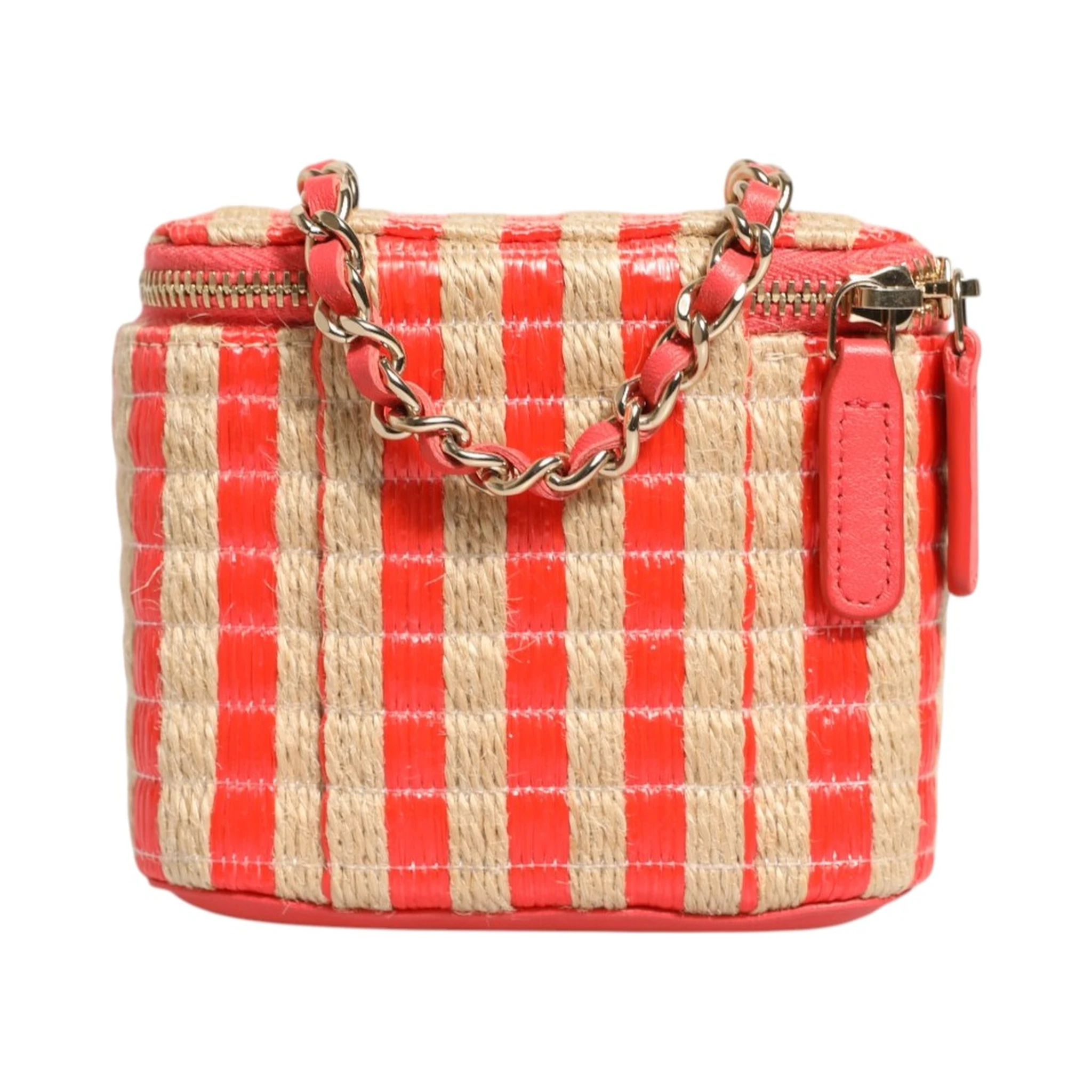 Raffia Jute Striped Mini Vanity Case
