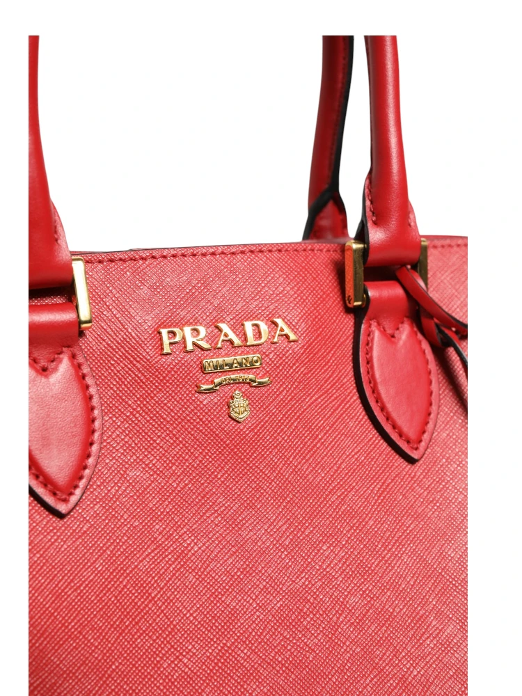 Red Saffiano Lux and Soft Leather Small Tote alternative