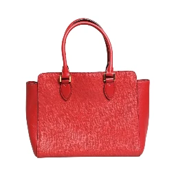 Red Saffiano Lux and Soft Leather Small Tote