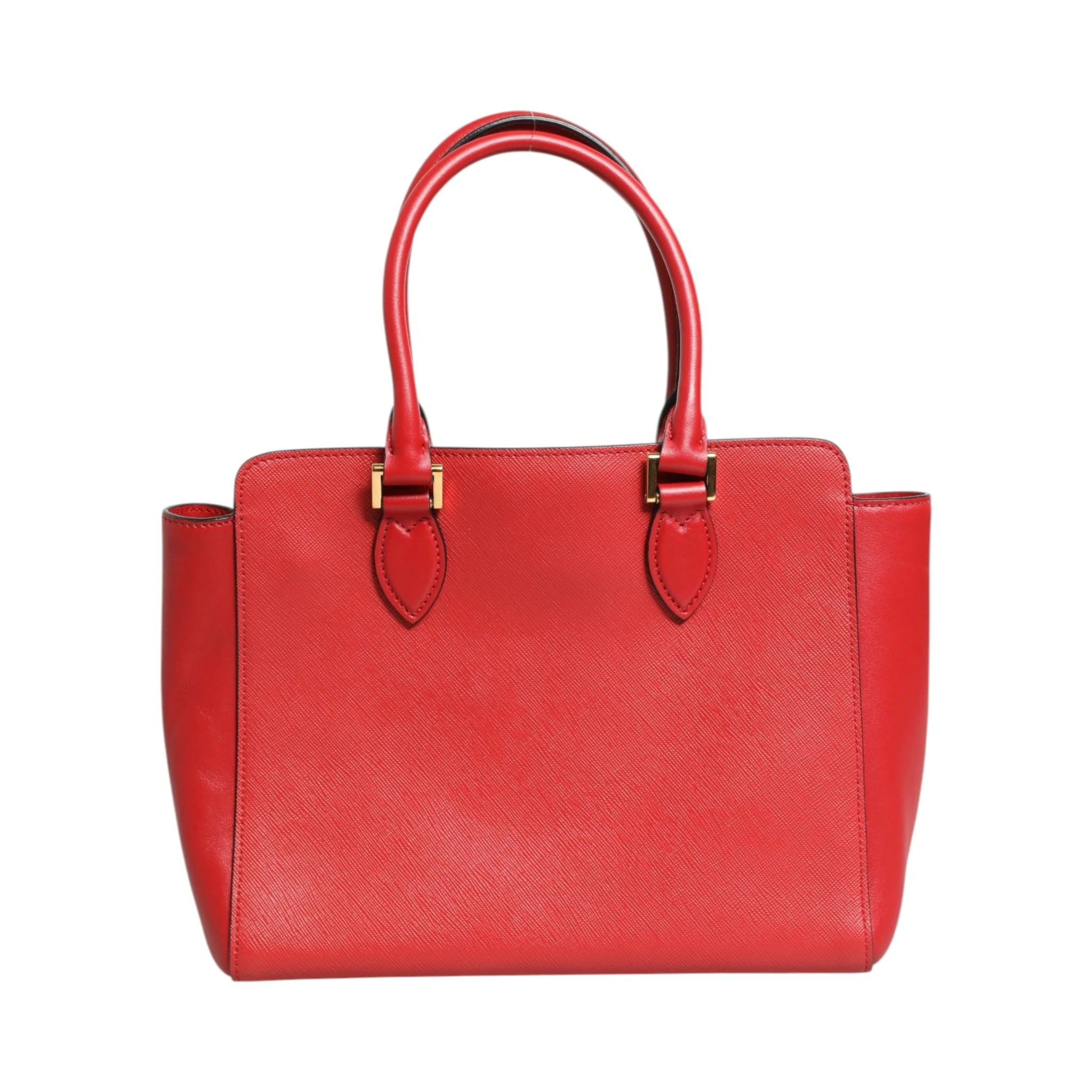 Red Saffiano Lux and Soft Leather Small Tote