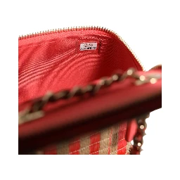 Raffia Jute Striped Mini Vanity Case