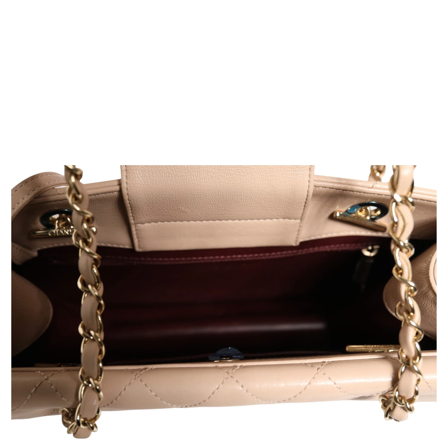 Quilted Leather Beauty Lock Flap Bag