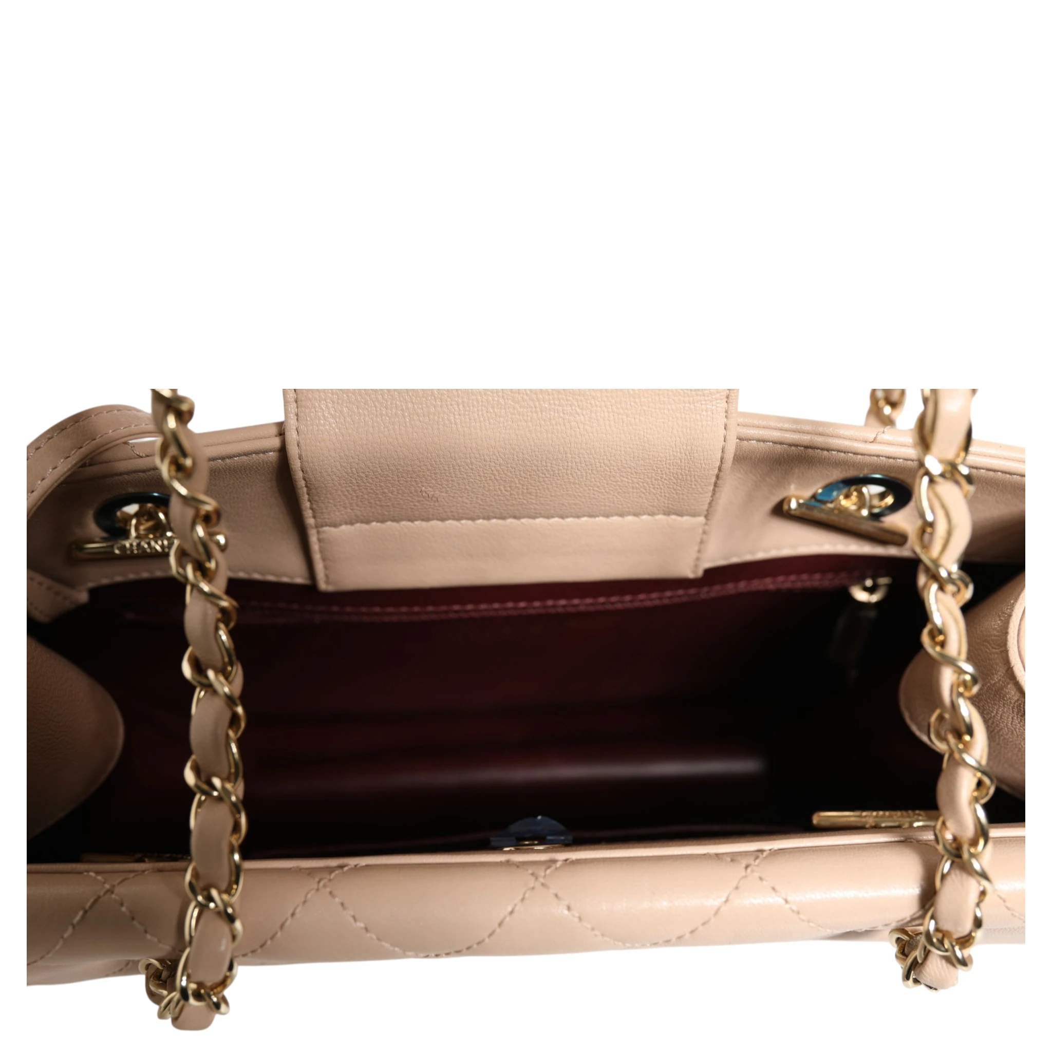 Quilted Leather Beauty Lock Flap Bag