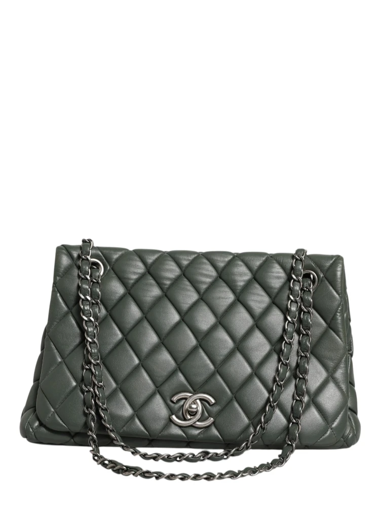 Quilted Lambskin Leather New Bubble Flap Bag