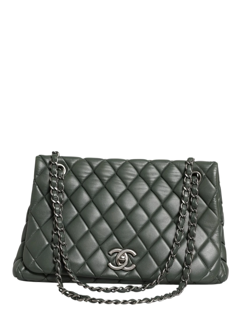 Quilted Lambskin Leather New Bubble Flap Bag