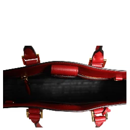 Red Saffiano Lux and Soft Leather Small Tote