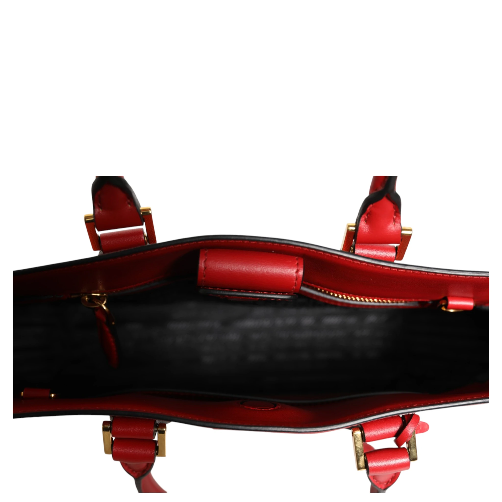 Red Saffiano Lux and Soft Leather Small Tote