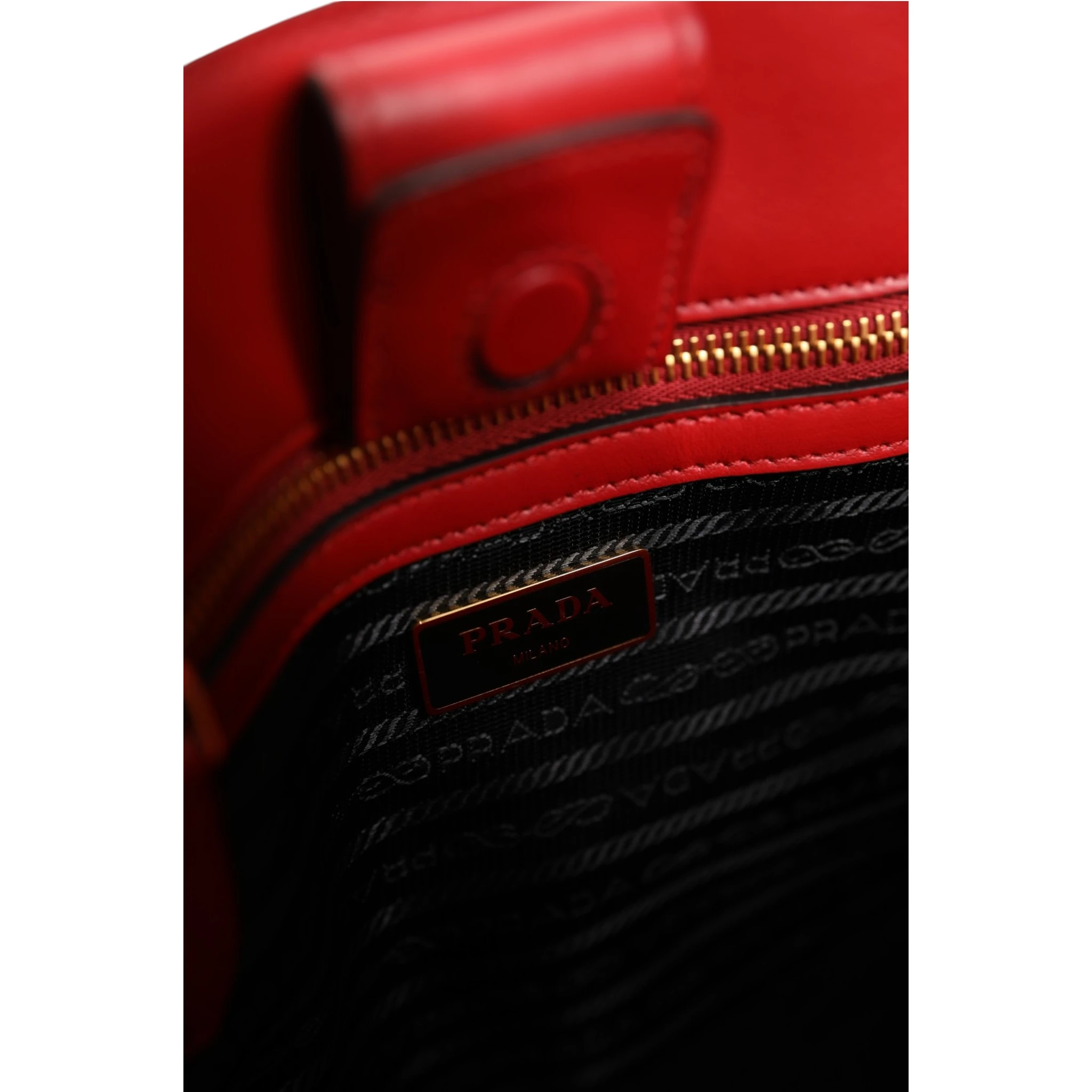 Red Saffiano Lux and Soft Leather Small Tote