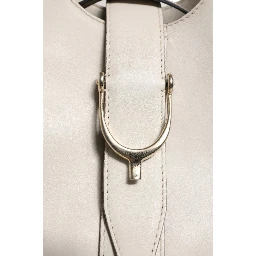 White Leather Stirrup Top Handle Bag