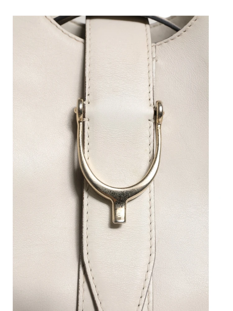 White Leather Stirrup Top Handle Bag alternative