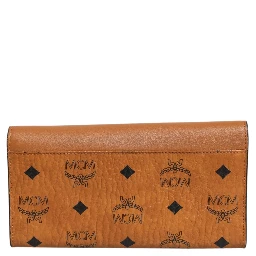 Cognac Brown Coated Canvas Visetos Patricia Love Patch Wallet-on-chain