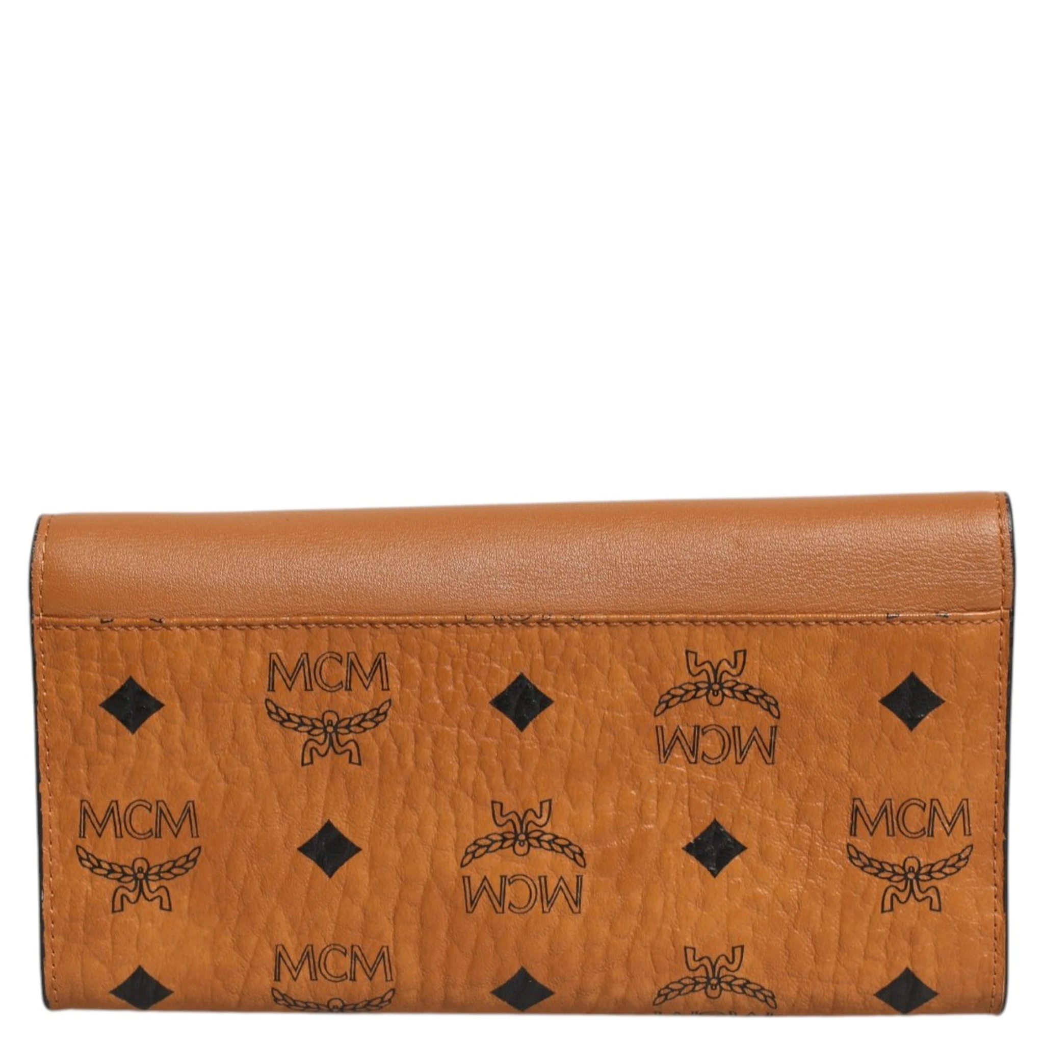 Cognac Brown Coated Canvas Visetos Patricia Love Patch Wallet-on-chain