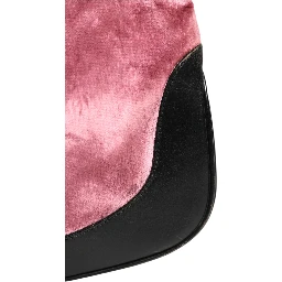 Jackie Pink Velvet And Black Leather Shoulder Bag