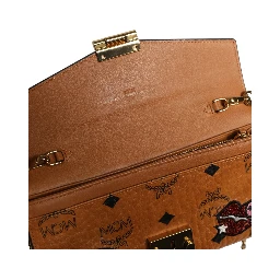 Cognac Brown Coated Canvas Visetos Patricia Love Patch Wallet-on-chain