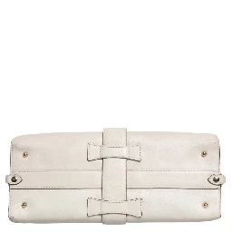 White Leather Stirrup Top Handle Bag