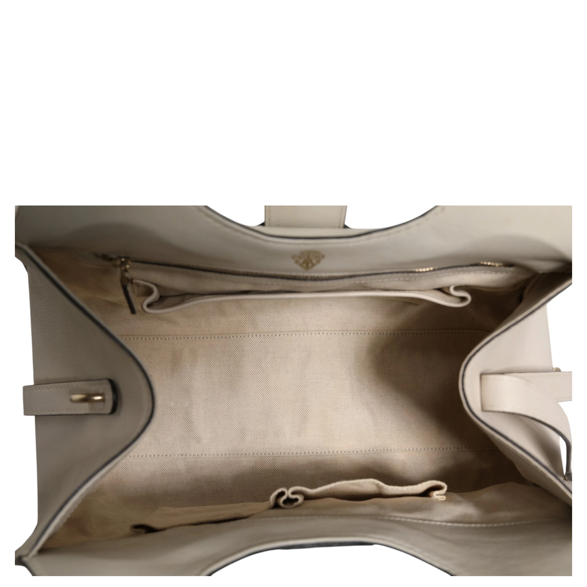 White Leather Stirrup Top Handle Bag