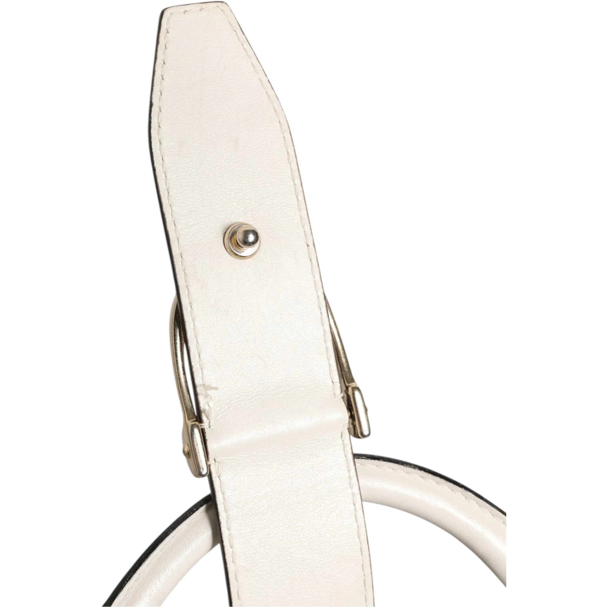 White Leather Stirrup Top Handle Bag