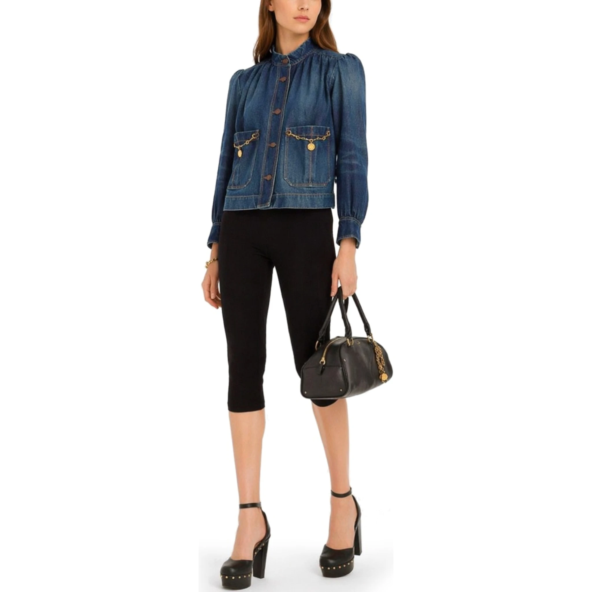 GIACCA ARRICCIATA A COLLO ALTO IN DENIM