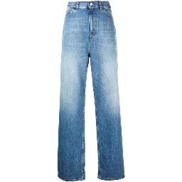 بنطلون جينز أزرق قطني بقصة مريحة