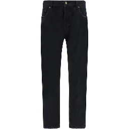 Black Cotton Straight-Leg Jeans