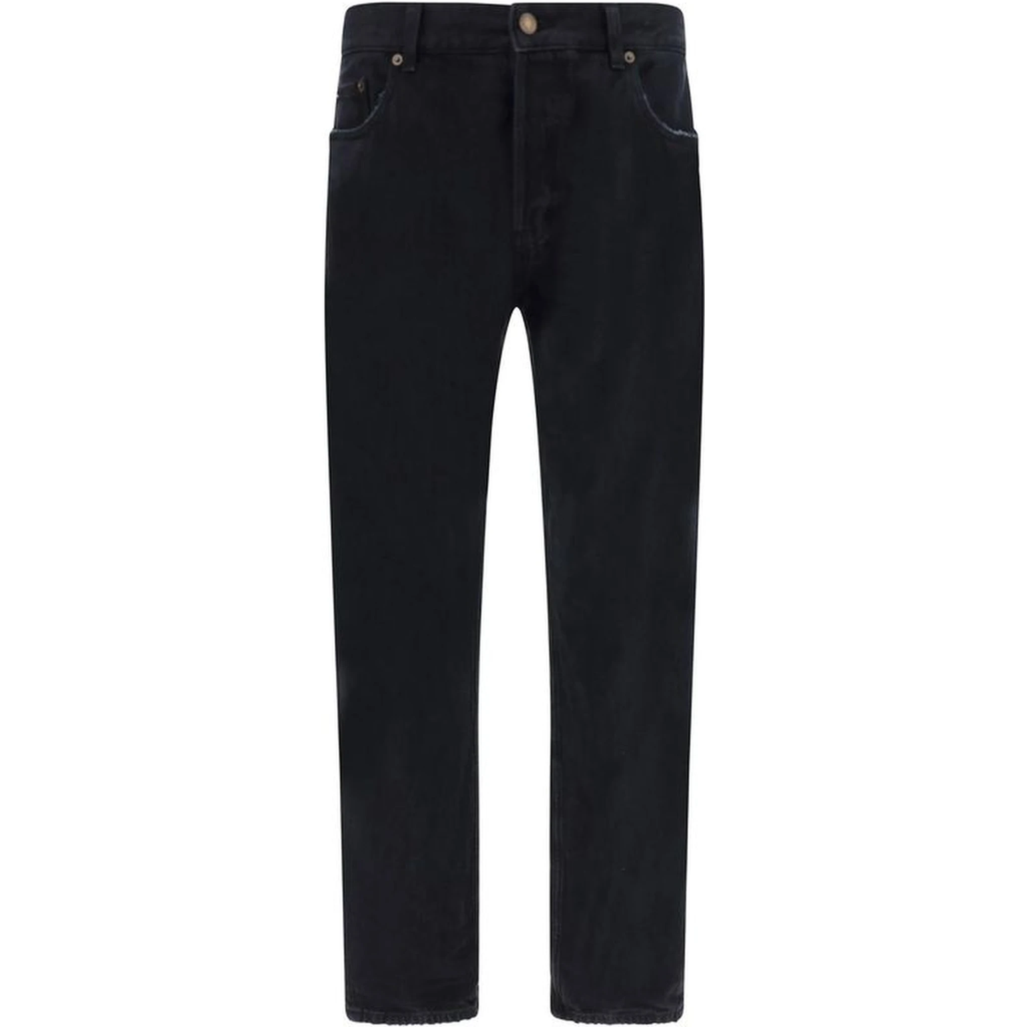 Black Cotton Straight-Leg Jeans
