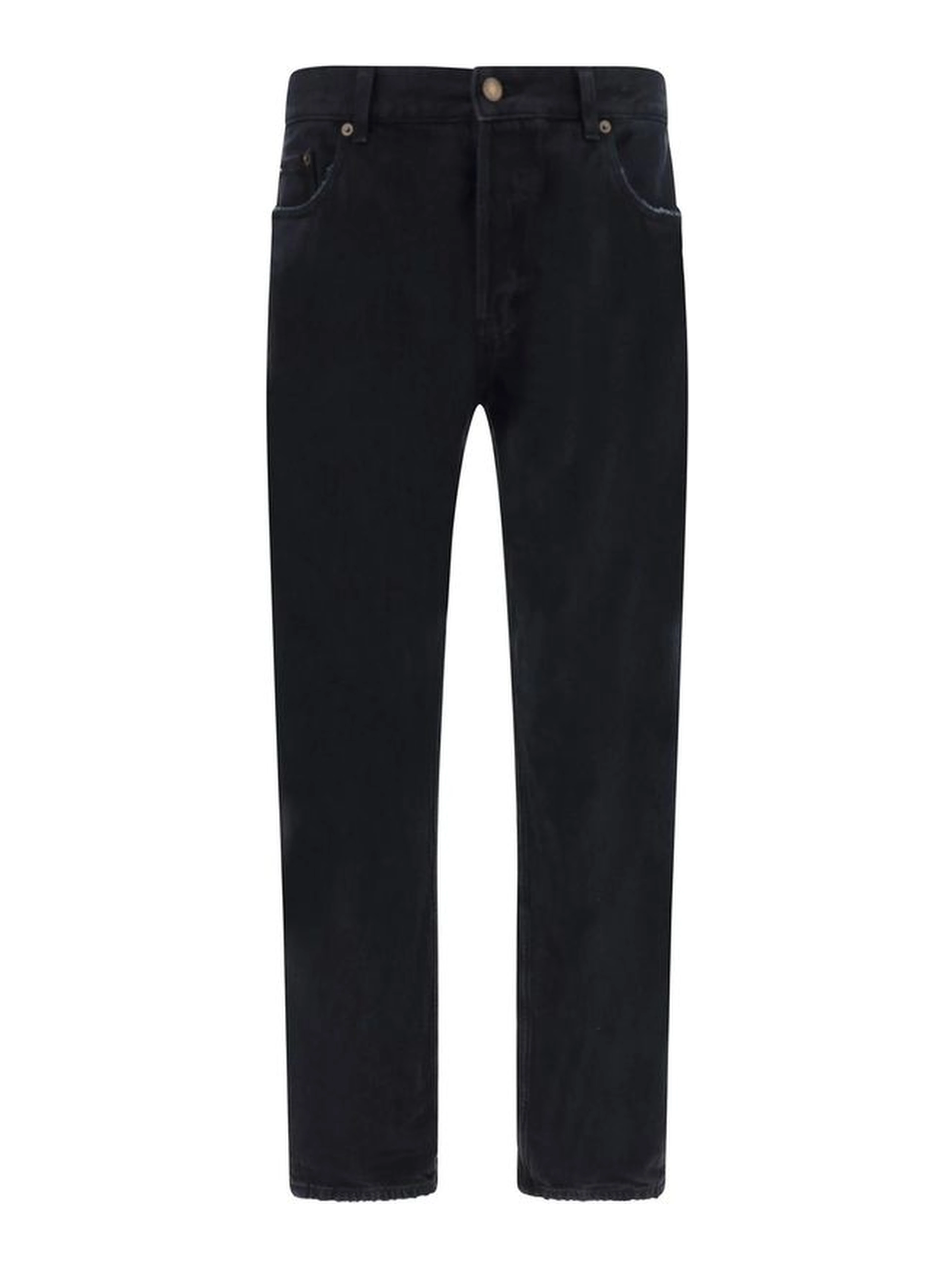 Black Cotton Straight-Leg Jeans