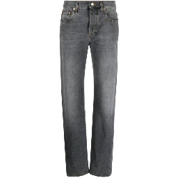 Gray Cotton Relaxed Fit Jeans