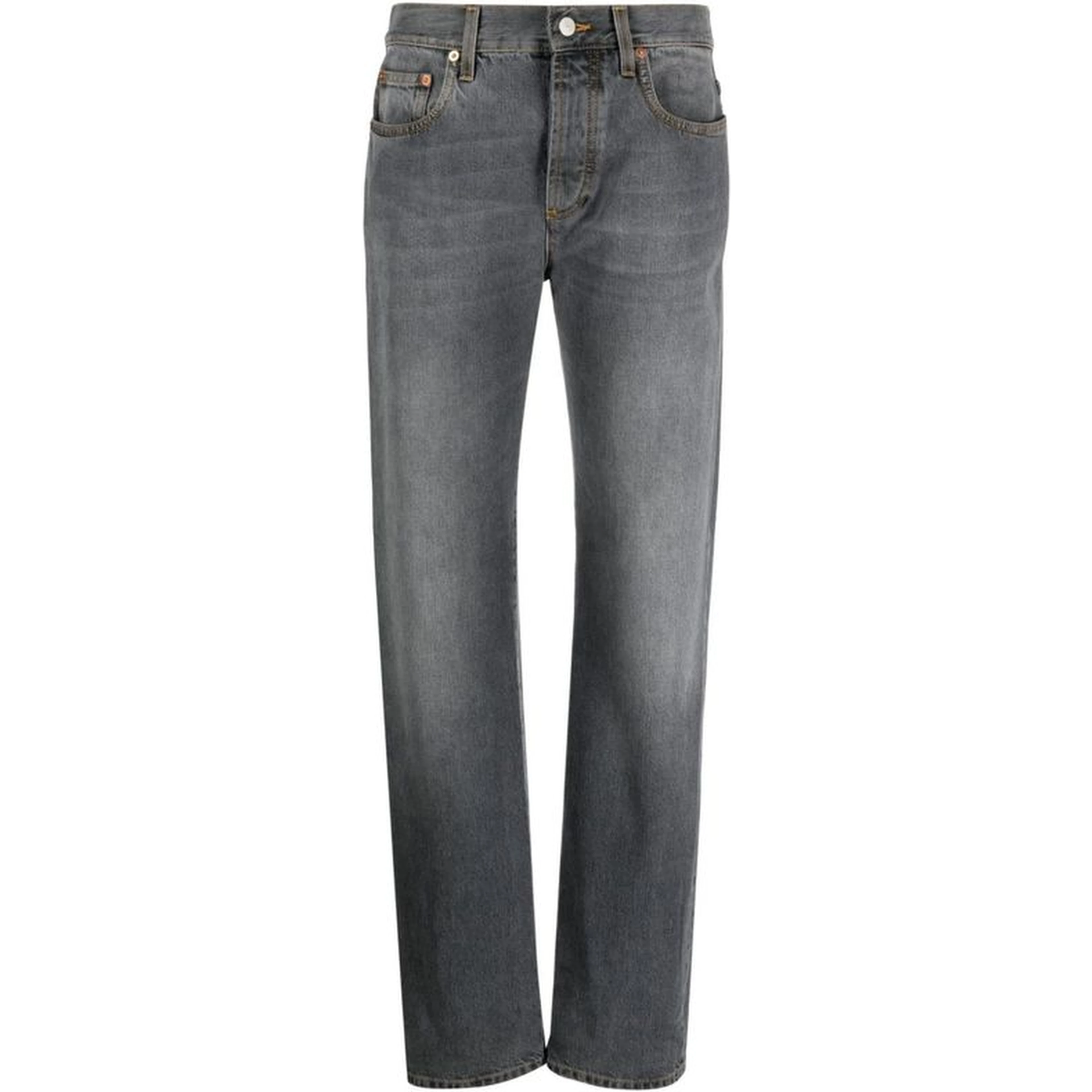 Gray Cotton Relaxed Fit Jeans