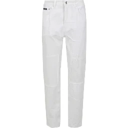 White Cotton Straight-Leg Jeans
