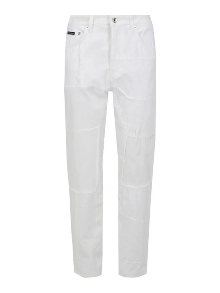 White Cotton Straight-Leg Jeans