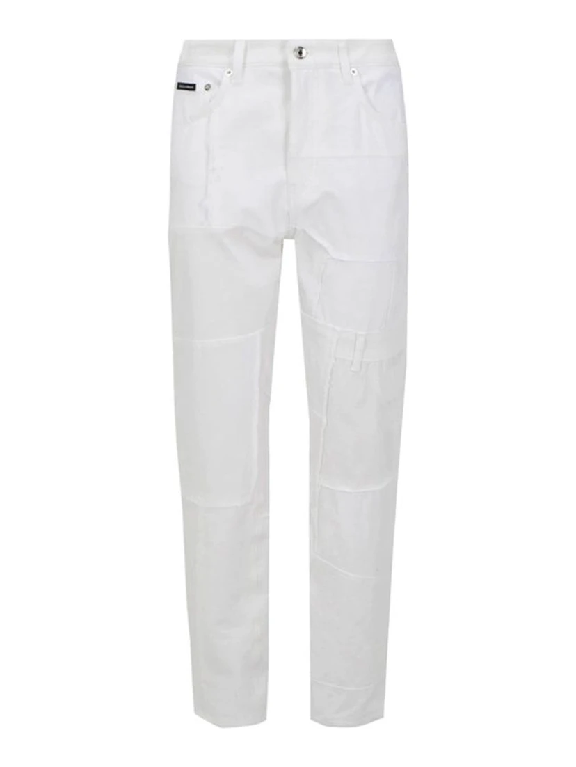 White Cotton Straight-Leg Jeans