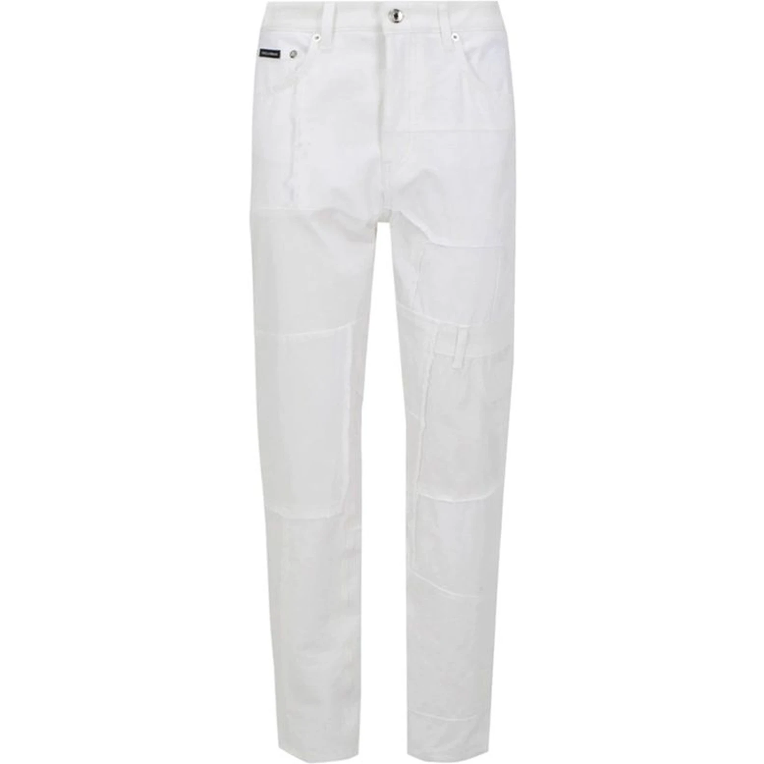 White Cotton Straight-Leg Jeans