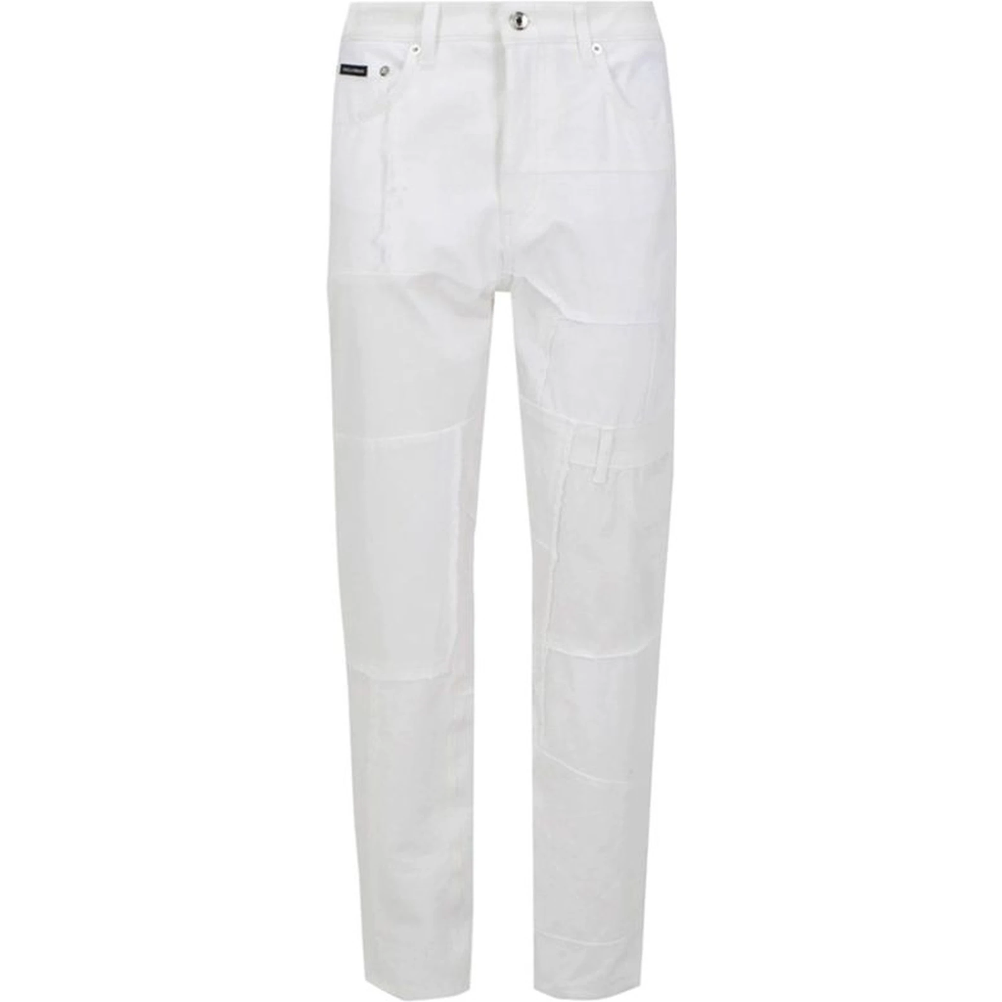 White Cotton Straight-Leg Jeans