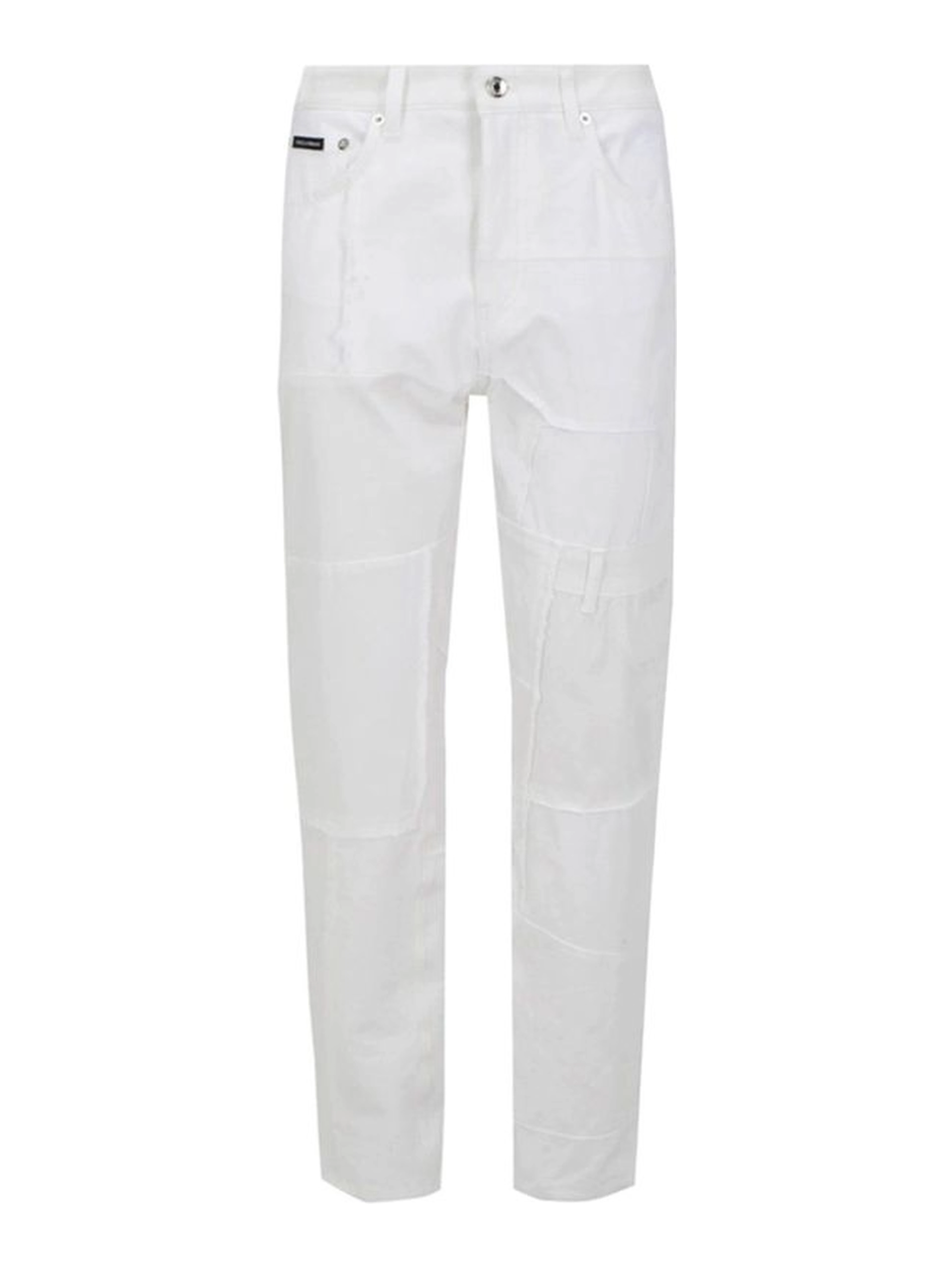 White Cotton Straight-Leg Jeans