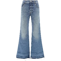 Blue Cotton Bootcut Jeans
